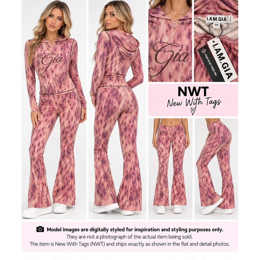 I.AM.GIA NWT XS Pink GIA Zip Hoodie & Flare Legging Set